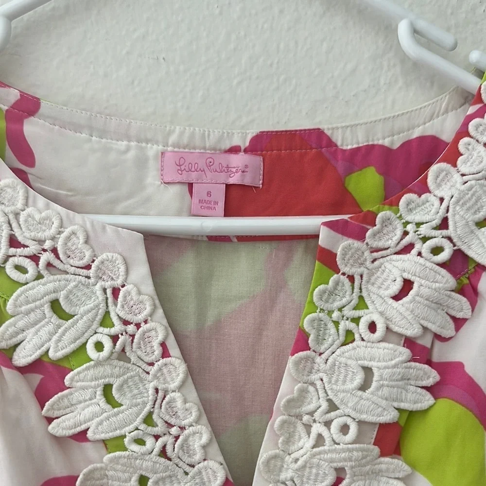 Floral Dress with Lace Trim